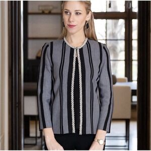 Ming Wang Women L Cardigan Sweater Open Front Pearl Gray Minimalist Quiet Luxury